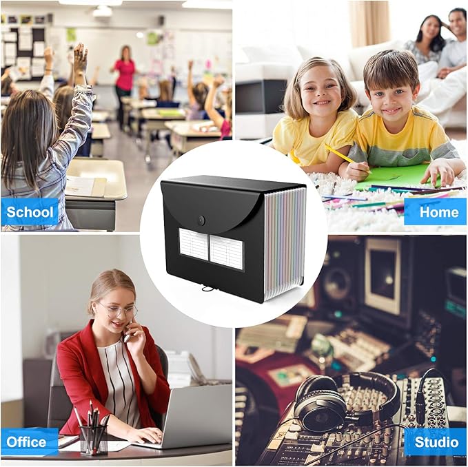3 Pack Expanding File Folder with Blank Label, 12 Pocket Accordian File Organizer Document Storage Organizer, Desktop Accordion Folders File Keeper A4 Letter Size for Home School Office