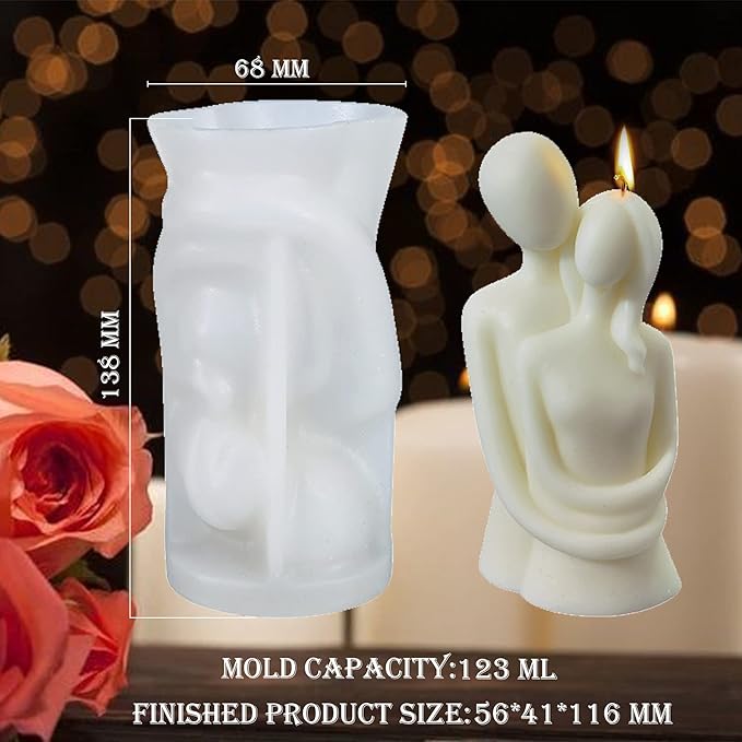 Silicone Couples Candle Mold 3D Hugging Couple Mould Art Body Resin Casting Mold for DIY Candle Making Homemade Soap Polymer Clay Craft Plaster