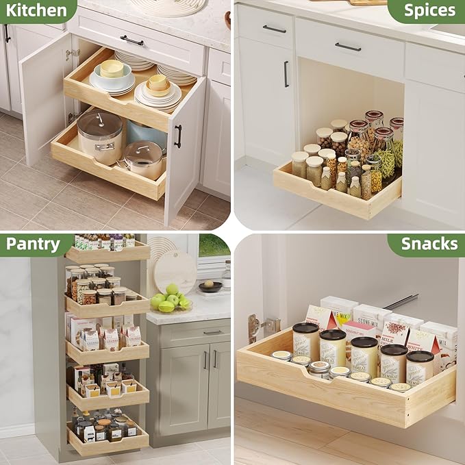 Pull Out Drawers for Cabinets, 19½” W x 21” D Soft Close Slide Out Drawers for Kitchen Cabinets, Cabinet Pull Out Shelves Requires At Least 20½” Cabinet Opening