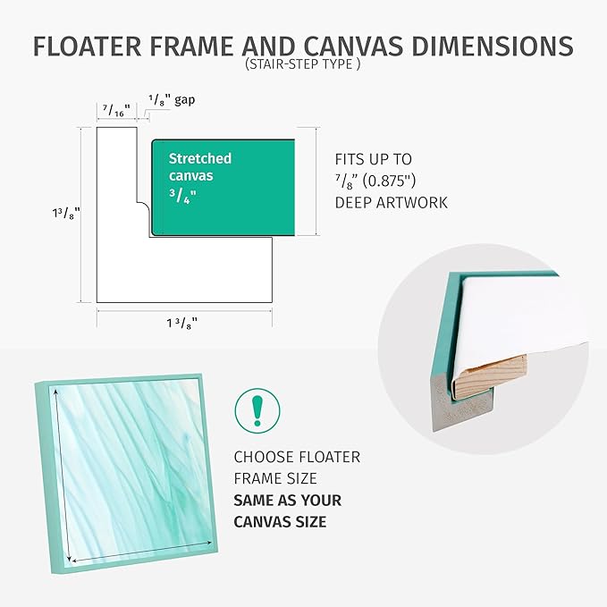 Pixy Canvas Floater Frame 34x34 for 3/4 (0.75) inch Deep Canvas Paintings/Canvas Prints/Wood Canvas Panels/Wall Art/Wall Decor/Home Decor/Artwork (Black Oak, 34 x 34 inch, Square)