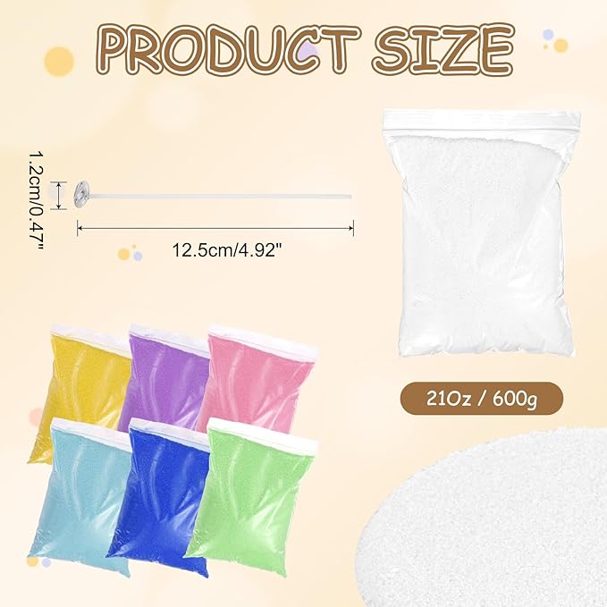MECCANIXITY Pearled Sand Candles with 50 Pcs Wicks 21Oz / 600g Candle Beads Refillable Powder Sand Wax Making Kit for Thanksgiving Christmas Wedding Party DIY Home Crafts, White