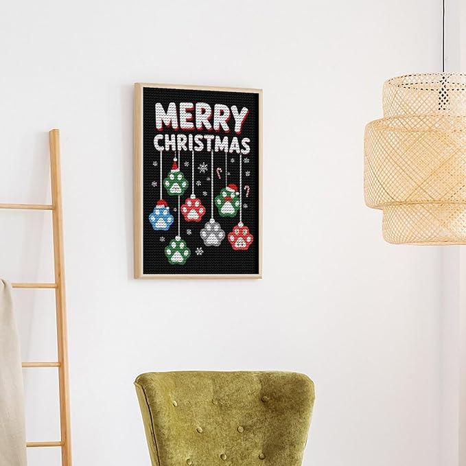 AIVKIEJK Diamond Painting Kits for Adults - Merry Christmas Paw Painting DIY 5D Full Drill Diamond Dots Paintings with Diamonds Gem Art and Crafts Home Decor 8"x12"