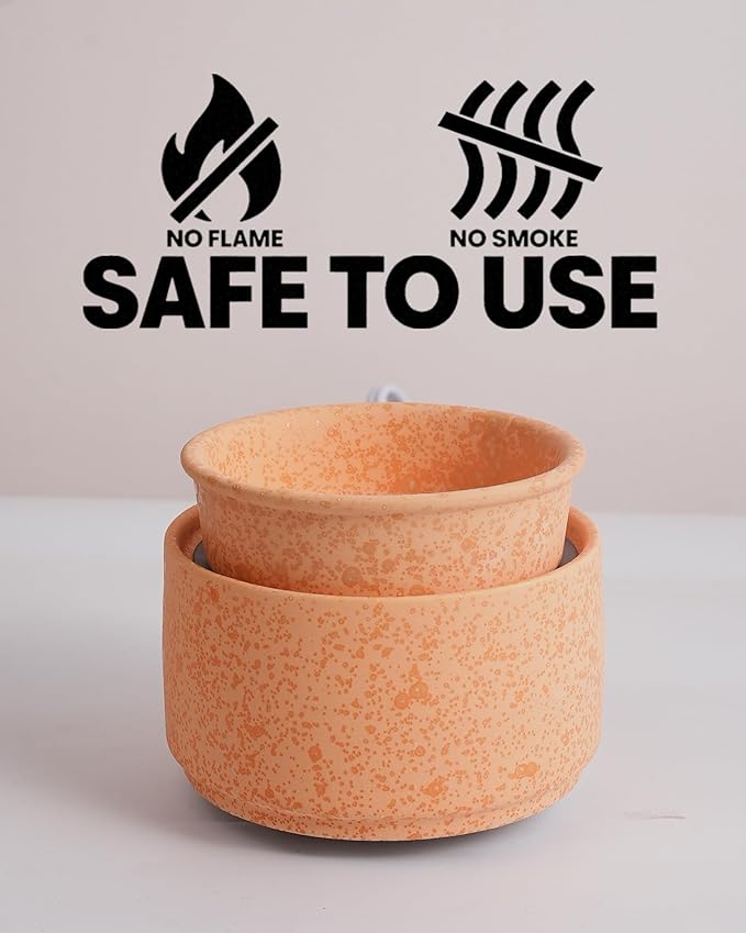 Ceramic Electric Wax Melt Warmer & Cube Oil Melter Cute Small Warmers Aromatherapy for Home Decorative Burner Melts Scented Candle Tart Scent Warm Fragrance (Orange)