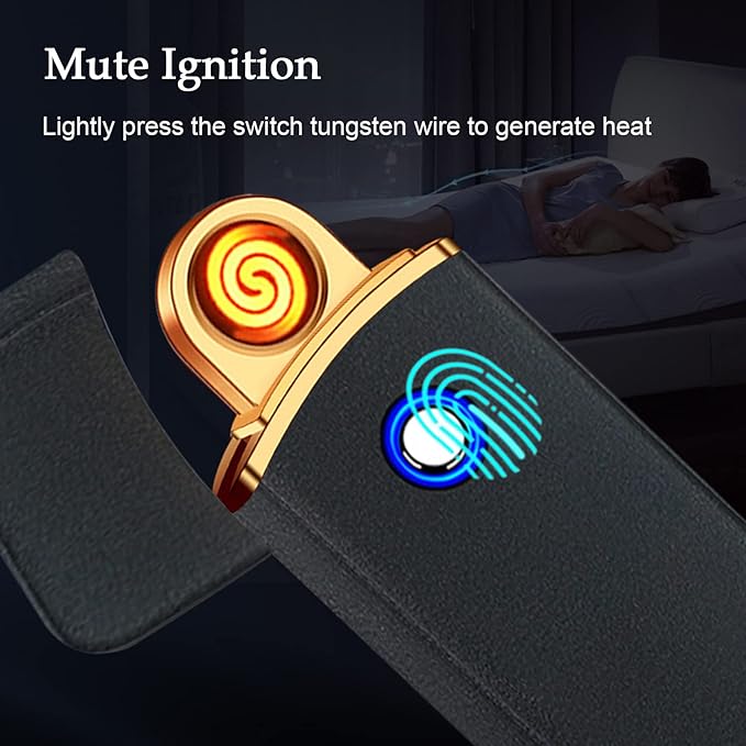 Electronic Lighter, Smart USB Rechargeable Lighter, Cool Electric Lighter Portable Dual Sided Ignition Windproof Flameless Lighter Lightweight Plasma Lighter for Indoor Outdoor(Frosted Black)