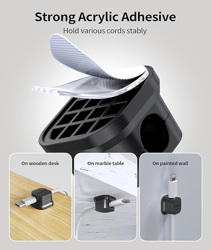 9 Pack Magnetic Cable Clips Cord Organizer,Desk Cable Management Accessories,Cord Clips,Adhesive USB Wire Holder Keeper Organizer for Home Office Desk Phone Car Wall Desktop Nightstand cable organizer