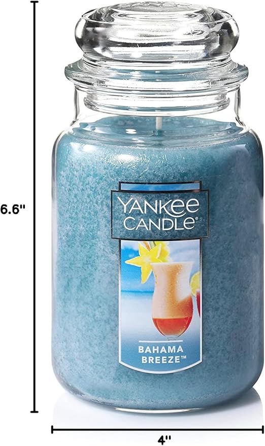 Yankee Candle Bahama Breeze Scented Classic 22oz Large Jar Single Wick Candle Over 110 Hours of Burn Time Perfect for Tropical Beach-Themed Setting Perfect for Gifting