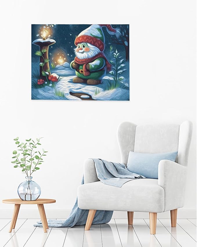 Savannan Paint by Numbers for Adults Without Frame, Christmas Santa Tree Candle Snow Winter Scarf DIY Acrylic Painting by Numbers Kits on Canvas for Beginner, 12"x16"