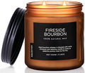 M&SENSE Fireside Bourbon Candles Home Scented, Non Toxic Soy Wax 11.6oz 70 Hours Long Clean Burning, 2 Wick Campfire Candle Cozy Winter Home Decor, Housewarming Gifts for Women Men