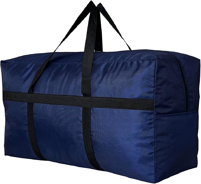 YiKitHom Extra Large Storage Duffle Bag with Zippers and Handles, Big Foldable Duffle Bag for Travel Blue 80L