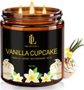 Vanilla Cupcake Scented Candle, 12oz 60 Hour Long Lasting Candles, Large 3 Wick Natural Soy Candles for Home Scented, Candle Gifts for Women Men