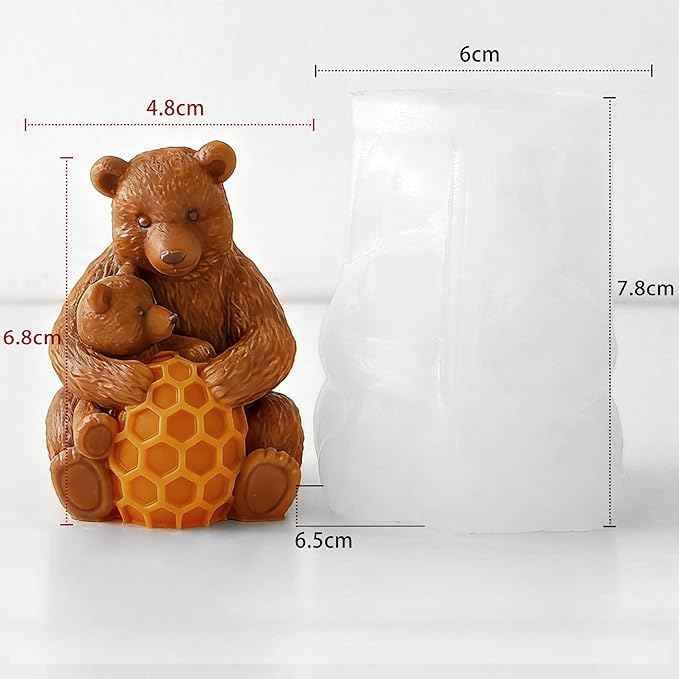Honeycomb Bear Cylinder Candle & Resin Mold - Resin Casting Silicone Molds for Home Decor & Candle Making Wave Spiral Mold