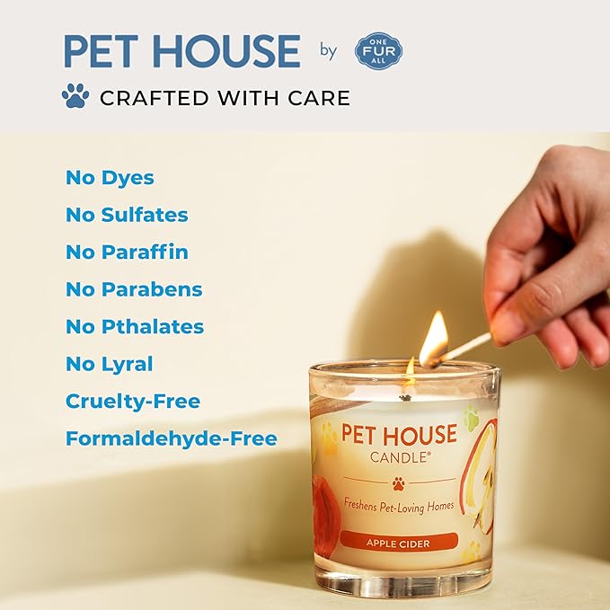 Pet House Candles, Clean Long-Lasting Pet Odor Candles for Home, Plant-Based, 60 Hour Burn Time - Lemon Cupcake, 9 oz