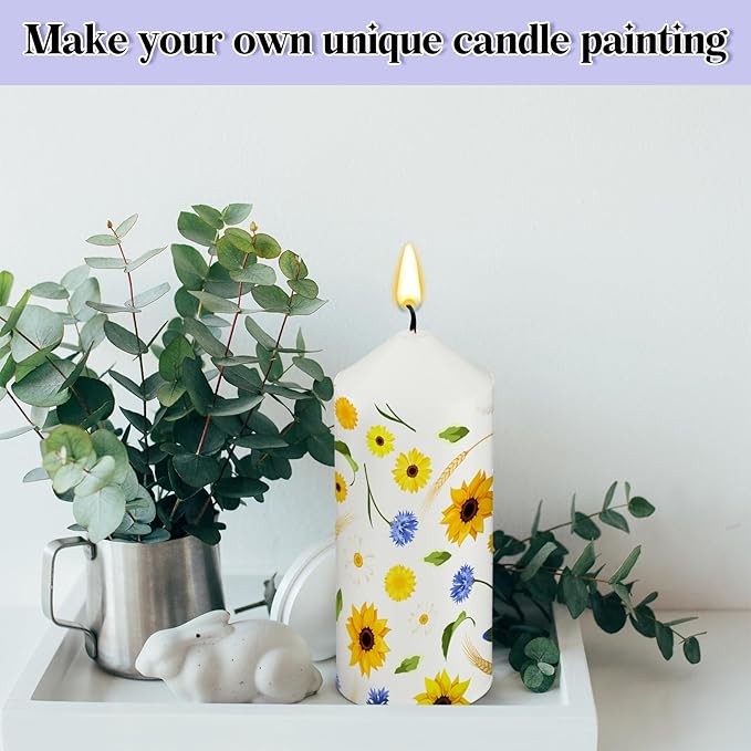 MTLEE 72 Pcs DIY Candle Painting Kit for Adults Include 6 Pcs 2"x 5" White Pillar Candles 60 Colored Tealight Candles and 6 Paint Brushes for Spring Tea Party Crafts Wedding Birthday Party Favors