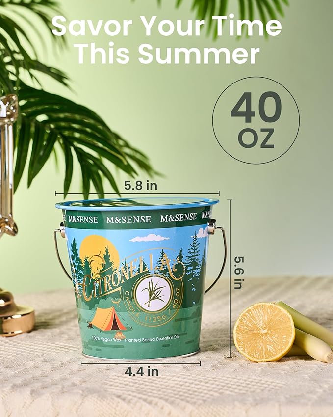 Citronella Eucalyptus Scented Candle 40 oz,Citronella Eucalyptus Candles Outdoor Indoor,Summer Candles for Outside,250 Hours Burn Time,Nature Soy Wax