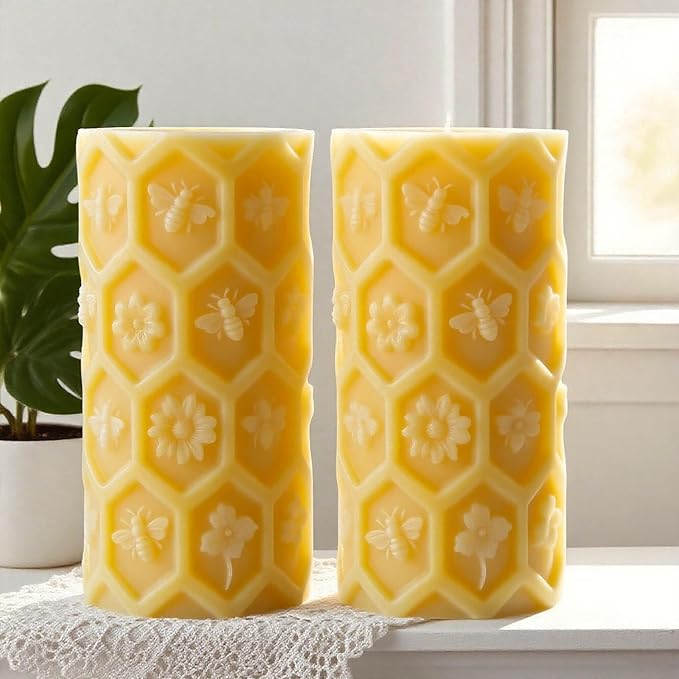 Honeycomb Cylinder Flower Succulent Peony Cylinder Candle & Resin Mold - Resin Casting Silicone Molds for Home Decor & Candle Making Wave Spiral Mold