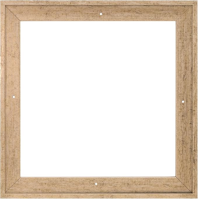Pixy Canvas Floater Frame 27x27 for 1-1/2 (1.5) inch Deep Canvas Paintings/Canvas Prints/Wood Canvas Panels/Wall Art/Wall Decor/Home Decor/Artwork (Scratched Gold & Cream, 27 x 27 inch, Square)