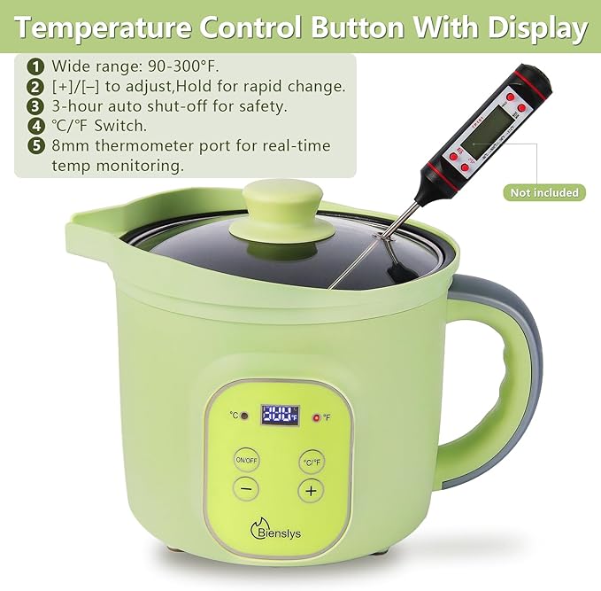 Bienslys Digital Wax Melter Pot, 1.6Qts Electric Candle & Soap Making Warmer with Adjustable Thermostat (90-300°F), Non-Stick Coating & Drip-Free Spout - for Wax Melting, Candle Making, DIY Crafts