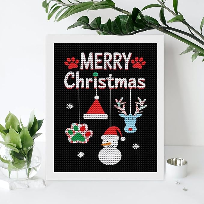 AIVKIEJK Diamond Painting Kits for Adults - Merry Christmas Paw Painting DIY 5D Full Drill Diamond Dots Paintings with Diamonds Gem Art and Crafts Home Decor 16"x20"
