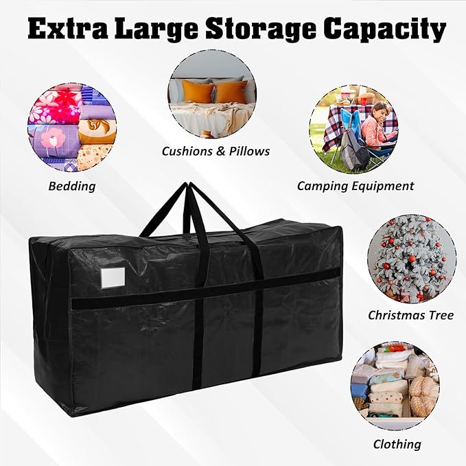 Windyun 4 Pack 155 Gallon Extra Large Moving Bags XXL Heavy Duty Storage Bag with Strong Zipper Handle Jumbo Big Tote Box Foldable for College Dorm Travel Clothes Duffle Blanket Pillow(Black)