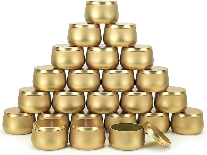 8oz Candle tins with lids,Gold Candle Jars,Bulk Candle tins for Making Candles,Candle Making Jars(24PACK,GOLD)