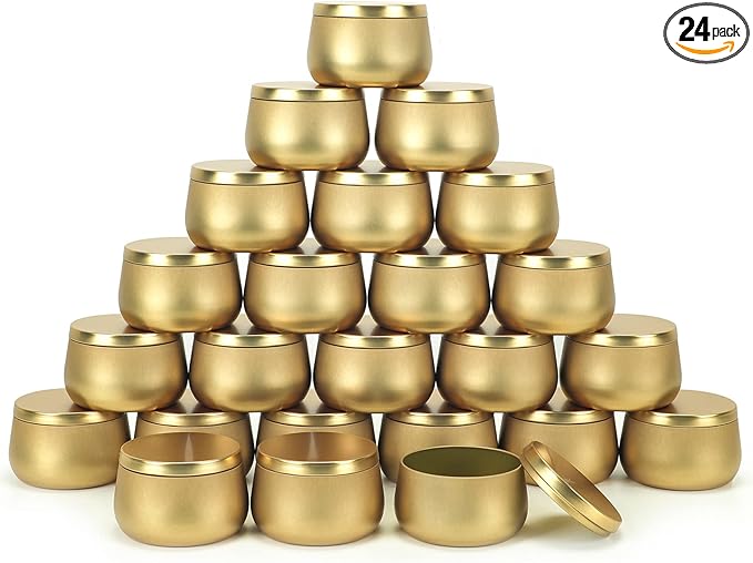 8oz Candle tins with lids,Gold Candle Jars,Bulk Candle tins for Making Candles,Candle Making Jars(24PACK,GOLD)