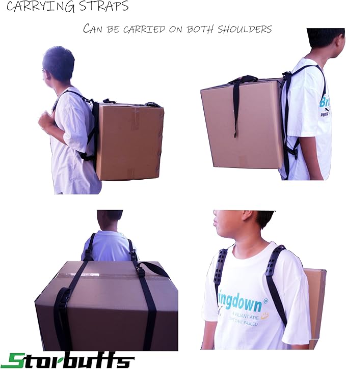 Moving Straps Carry Strap Lifting with Handle for 1 or 2 Mover | Adjustable and Strong | for Easy, Safe, Secure Carrying Boxes,Tent,Luggage,Beach Chairs,Book,Hand Shoulder Back,Black,Up to 100 LBS