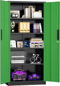 Superday Metal Storage Cabinets, 72" Storage Cabinet with Locking Door, Tall Garage Cabinet with 2 Doors and 4 Adjustable Shelves for Home Office, Classroom, Easy Assemble(Black Green)