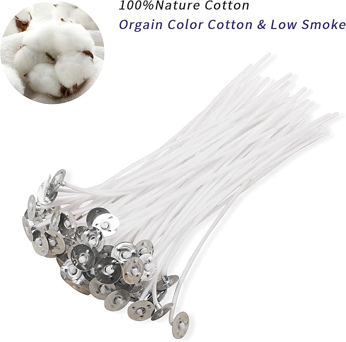 MILIVIXAY 100 Piece 6 inch Candle Wicks-Pre-Waxed-Candle Wicks for Candle Making.