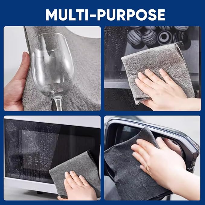 SakerPlus Thickened Magic Cleaning Cloth, 10 Pieces Lint Free Microfiber Cloth for Glass, Mirrors, Windows, Cars (10, 11.8"x11.8" (30x30cm))