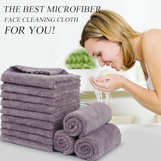 Microfiber Face Cloth Reusable Makeup Remover Facial Cleansing Towel Ultra Soft Face Washcloth 12inchx12inch