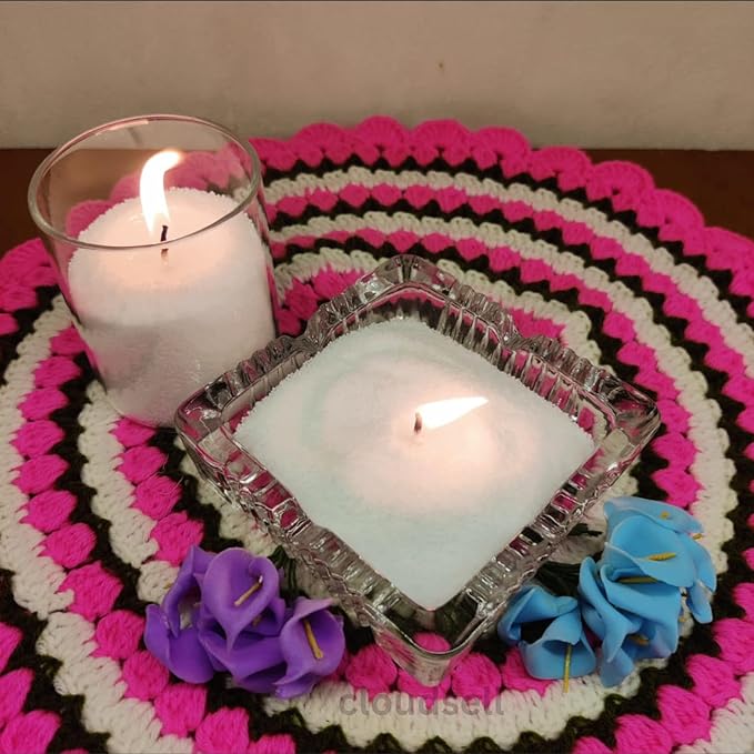 Diablos Customized Powder Candle Making Kit, 200GM Wax with 20 Wicks Refillable Beaded Wax Sand DIY Pearled Candle All Natural Reusable Candle Making Kit Self Extinguish Candle for Home Decor, White