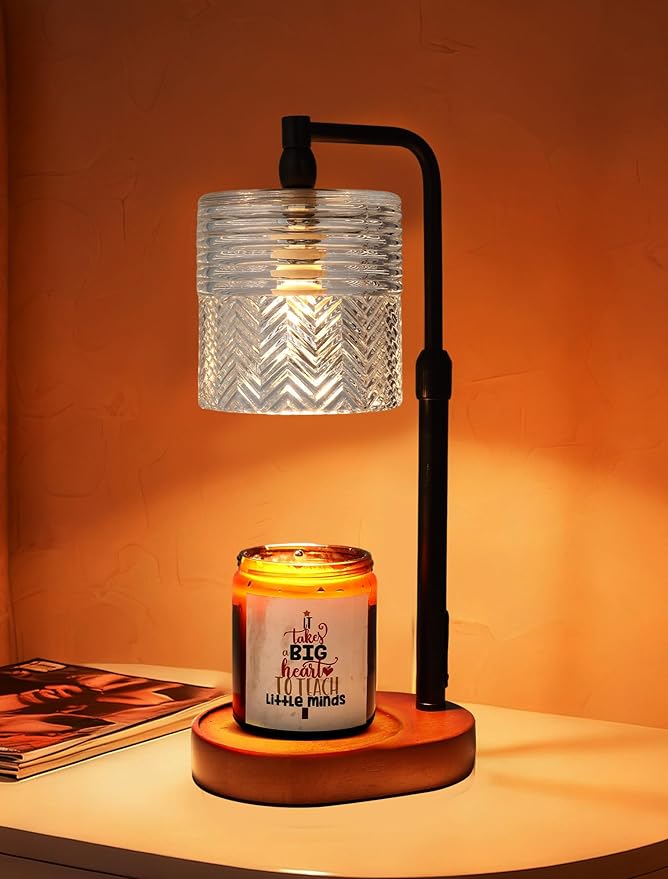 Touch Dimming Candle Warmer – 2M Cord, Timer Function, V0 Flame-Resistant Material, Adjustable for Jar Candles, Midnight Gleam Clear