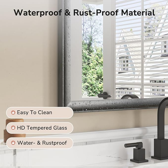USHOWER Black Bathroom Mirrors for Over Sink 22x30 Inch, Metal Framed Rectangle Vanity Mirror for Wall, Bedroom, Living Room, Entryway, Farmhouse, Anti-Rust, HD Tempered Glass, Horizontal/Vertical