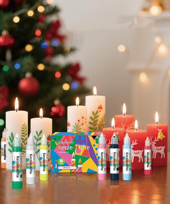 GooBoom Candle Wax Pen, 24-Color Candle Painting kit for DIY Projects, Birthday Party, Special Occasions Create Colorful Candles, Acrylic Paints Safe and Non-Toxic(30ML/1.01OZ)