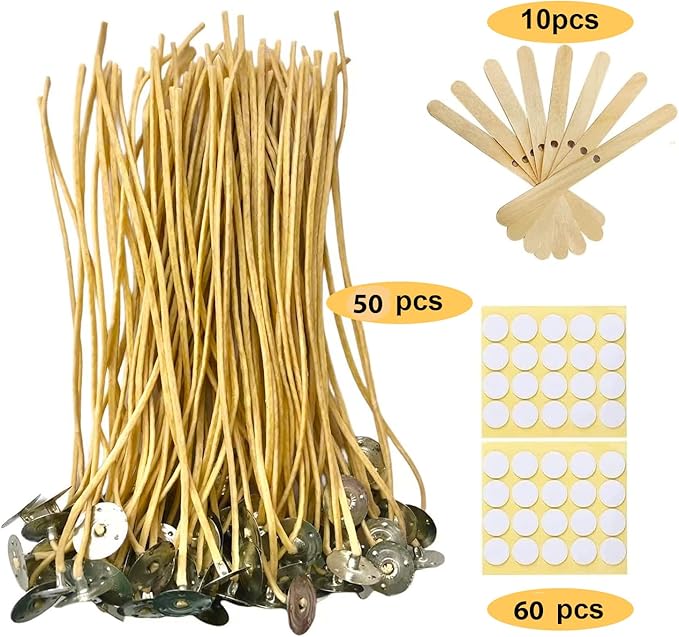 50 PCS 6 inch Hemp Candle Wicks Kit - 2.5mm Natural Wicks for DIY Beeswax & Butter Candle Making