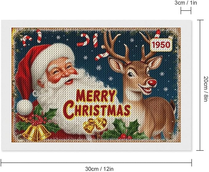 AIVKIEJK Diamond Painting Kits for Adults - Christmas 1950 Santa Claus and Deer Painting DIY 5D Full Drill Diamond Dots Paintings with Diamonds Gem Art and Crafts Home Decor 8"x12"