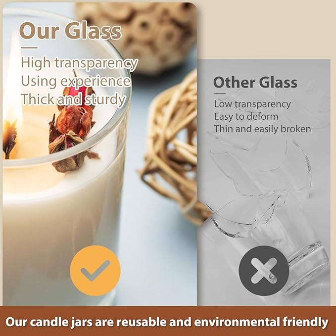 SHOWIN Thick Candle Jars for Making Candles 16 Pcs, 7 OZ Empty Jars with Wood Lids for Candle Making, Sample Container, Rose Pink
