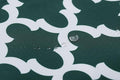 Mybecca Canvas Oxford Fabric Marine Waterproof Outdoor Awning 600 Denier Moroccan Ogee Pattern Green/White (Cut Separate by Yard for Prime Orders-1 Yard) (60"x36")