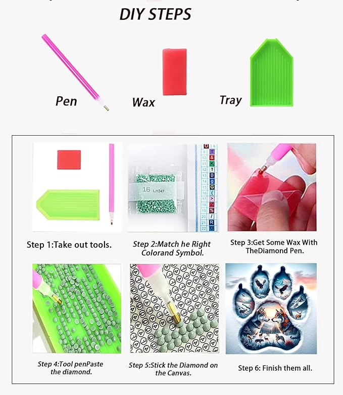 APTDYIGL 5D Winter Wolf Diamond Painting Kits for Adults Beginner,DIY Animal Diamond Art Kits for Adults,Round Full Drill Diamond Dots with Gem Art Kits,Home Wall Decor 13.7X13.7inch