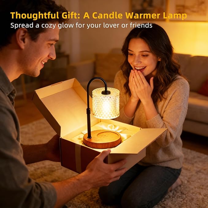 Height Adjustable Candle Warmer Lamp with Timer, Dimmable Candle Warmer for Jar Candles(Not Included), House Warming Home Decor Cozy Wax Melts Warmer, Christmas Birthday Gifts for Women Mom (Black)