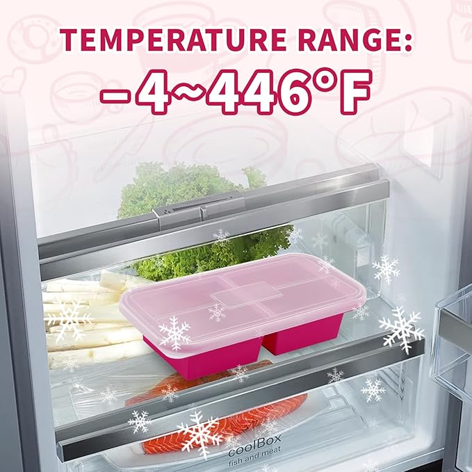 SHIKORI Silicone Freezer Trays with Lid,6-cup Soup Freezer Container large Ice Cube Molds with Reinforced Steel Ring Top for freezing Soup Sauce Broth Leftovers oven Dishwasher-Safe (Cranberry-6 Cup)