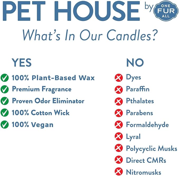 One Fur All Pet House Sentiments Candle - Lavender Vanilla - Gift for Pet Lover - Pet Odor Eliminator Candle - Plant-Based Wax Candles - Non-Toxic - Pet-Friendly