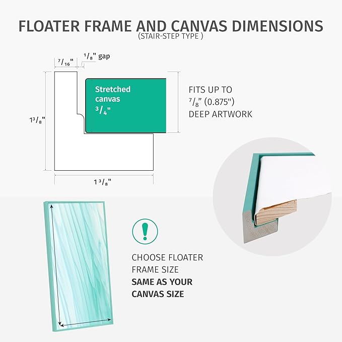 Pixy Canvas Floater Frame 9x18 for 3/4 (0.75) inch Deep Canvas Paintings/Canvas Prints/Wood Canvas Panels/Wall Art/Wall Decor/Home Decor/Artwork (Light Maple, 9 x 18 inch, Portrait)