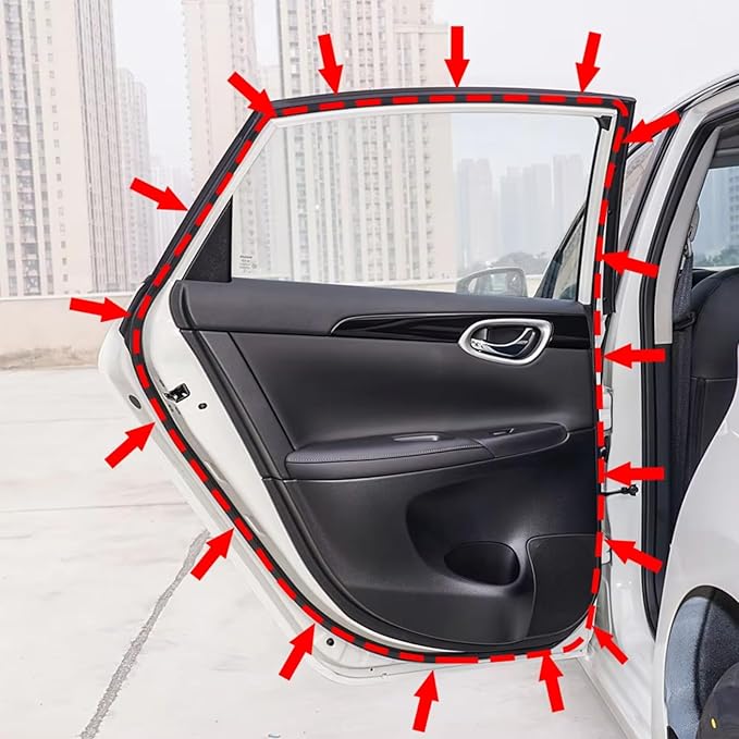 Automotive Door Weather Stripping for Honda Fit Sedan 2003-2008 OE:72350/72310/72850/72810-SEL-T01, Thickened Weather Stripping Rubber Seal Trim Soundproof Dustproof,Full Set