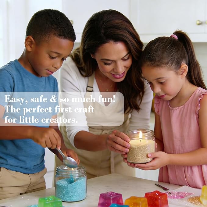 Aufien Candle Sand with Wicks, 21.4 Oz Pearled Candle, DIY Bead Powder Sand Wax Making kit Refillable Non Toxic for Handmade, Mother's Day Wedding and Halloween Christmas Decorations White