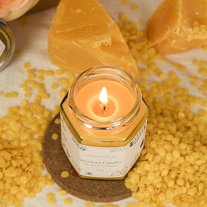 Jar Beeswax Candles-100% Natural Pure Beeswax Candles,5oz Unscented Beeswa Candle,Up to 30 Hours Burn Time, Bees Wax Candles for Decor,Party,Christmas 2 Pack