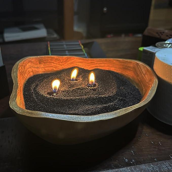 8.8LB Black Sandalwood Fantasy Scented Candle Sand with 150 Wicks - MANNYCOM Smokeless Pearled Wax with Stirring Spoon Ice Scoop - Refillable Sand Waxs for Handmade Wedding Decorations