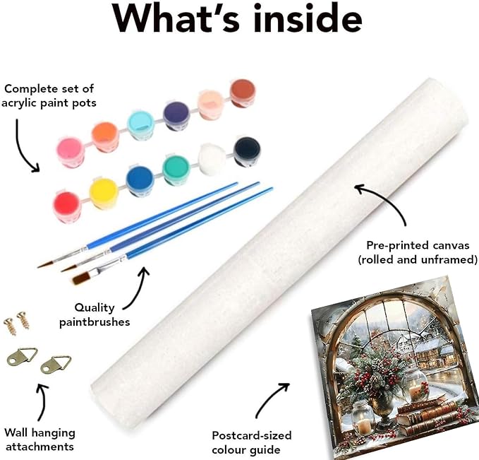 NEGEKFKX 2 Pack Christmas Paint by Numbers Kit for Adults Beginner with Framed,Deer Easy Adult Paint by Number Kits on Canvas DIY Painting for Beginners Art by Numbers for Home Wall Decor 10x10Inch
