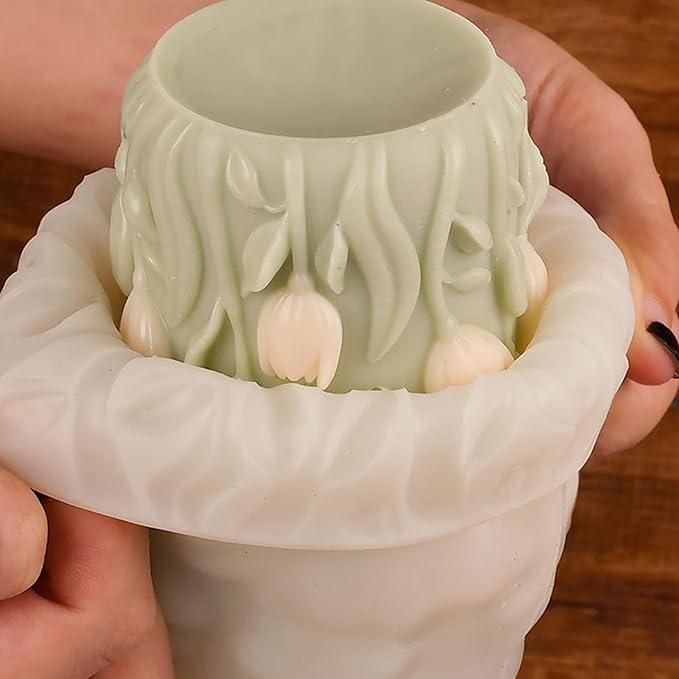 Flower Molds Flower Cylinder Resin Mold - Resin Casting Silicone Molds for Home Decor & Candle Making Wave Spiral Mold