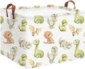 Rectangle Storage Basket with Handles,Collapsible Storage Bin,Books Box,Gift Basket(Watercolor Dinosaur)